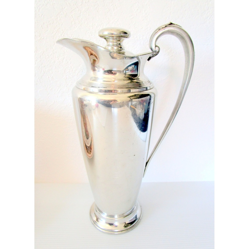 Large Vintage Lunt Pewter Pitcher with Lid Ornate Ice Guard Handmade USA 13.5"
